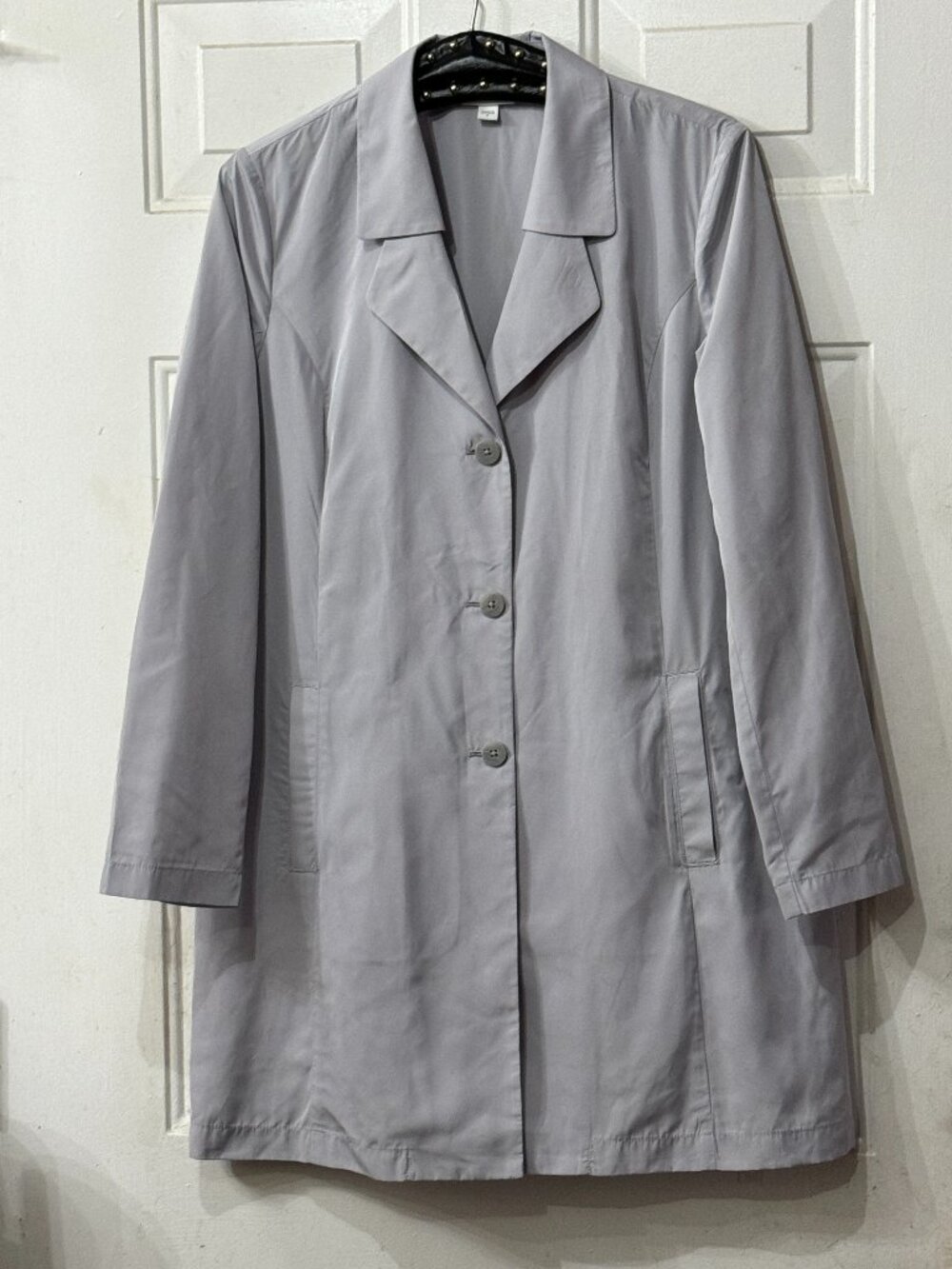 NEW J. Jill Women Sz S Women's Gray Trench Coat Button Front Pleated Back Pocket